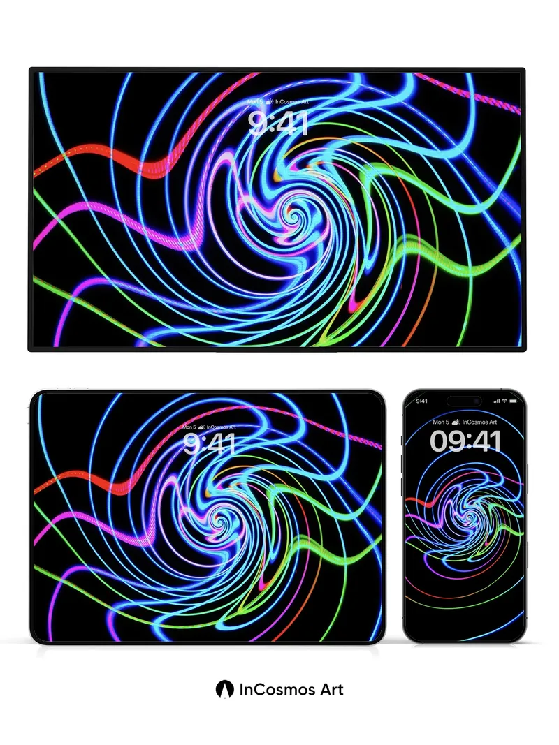 Neon Vortex Wallpaper with Cosmic Swirls