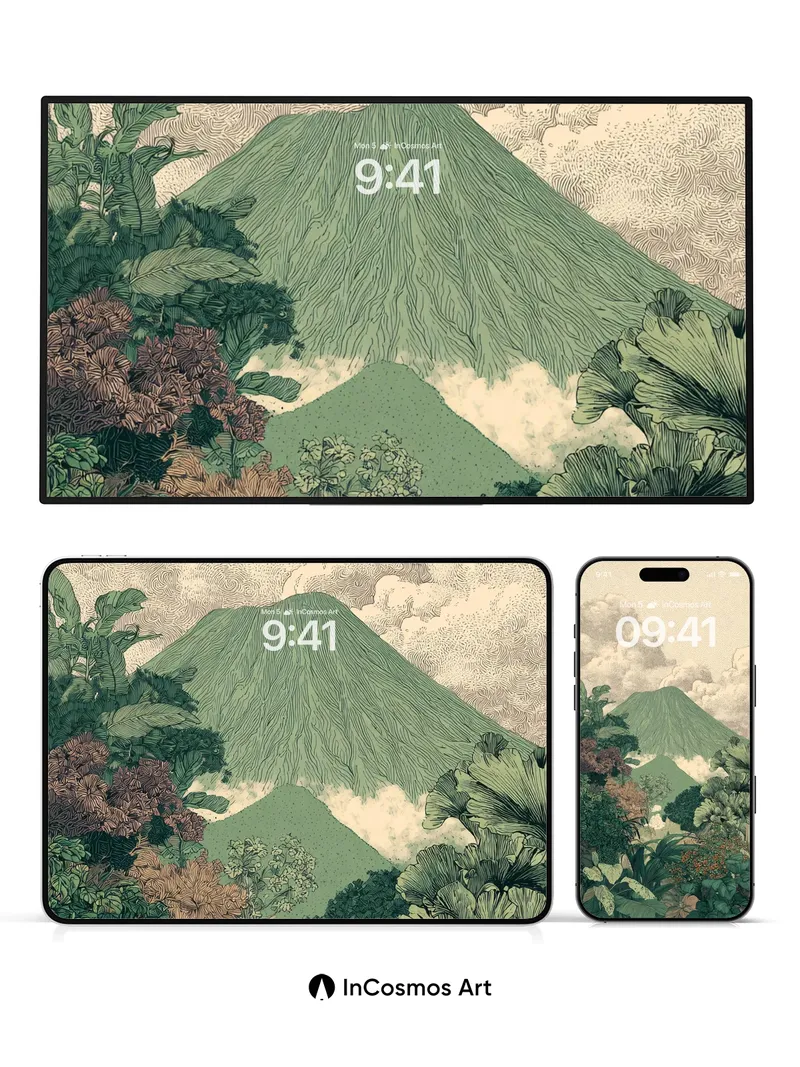 Whispering Peaks Wallpaper with Jungle Veil