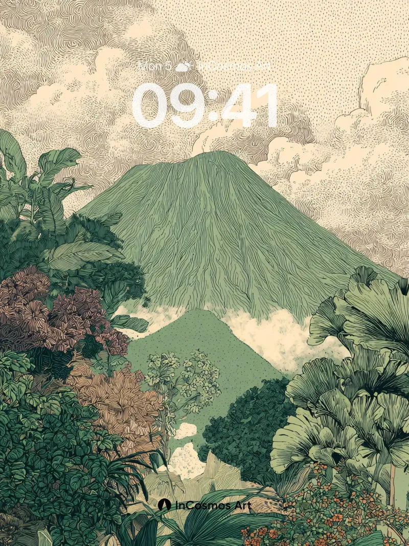 Whispering Peaks Wallpaper with Jungle Veil