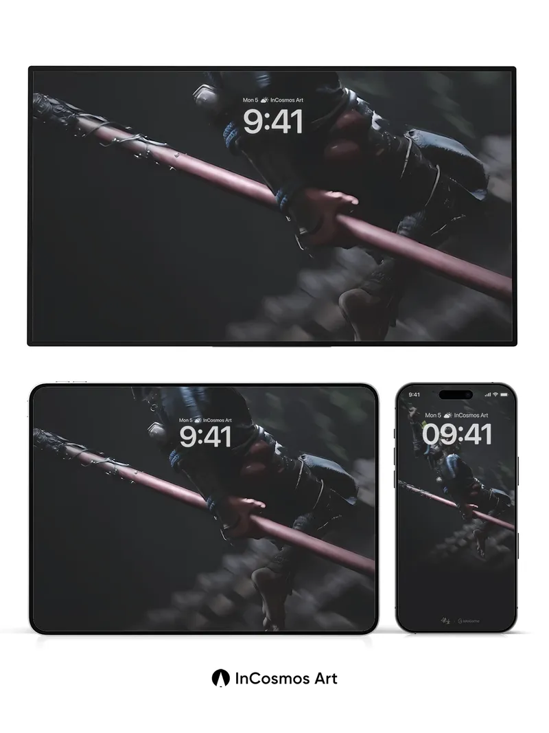 Shadowed Leap Wallpaper with Floating Light