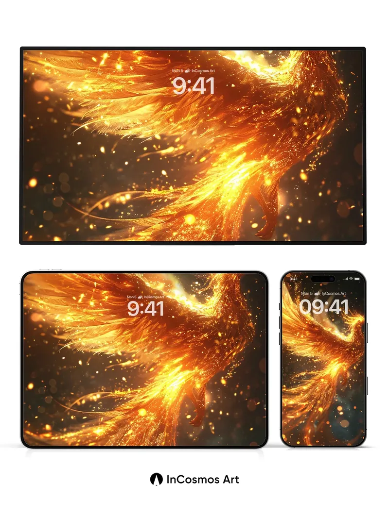 Phoenix Flame Wallpaper with Golden Embers