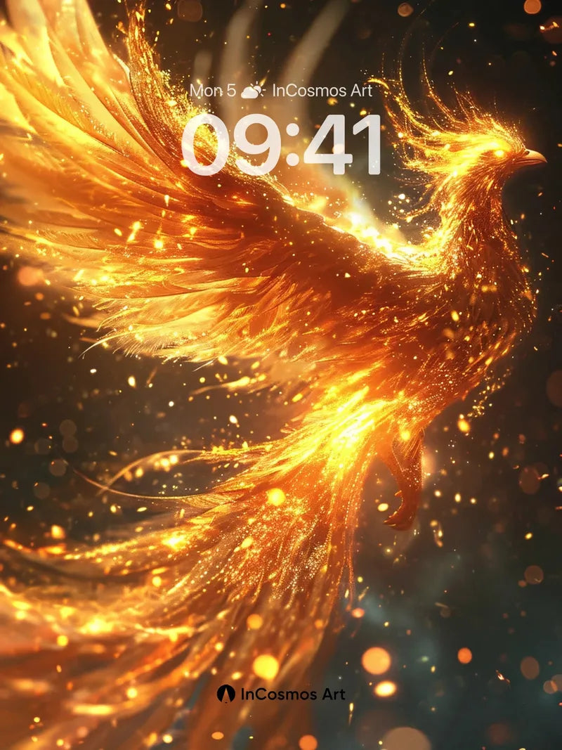 Phoenix Flame Wallpaper with Golden Embers