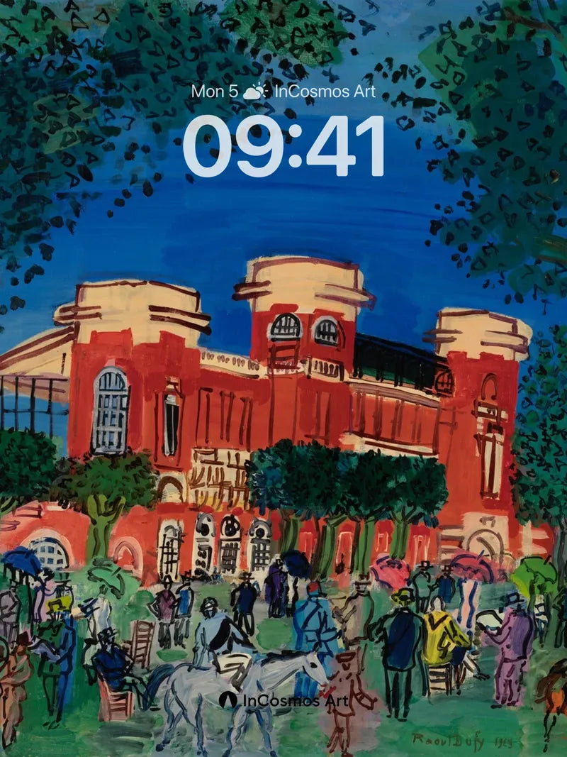 Lively Crimson Canvas Wallpaper with Whimsical Figures