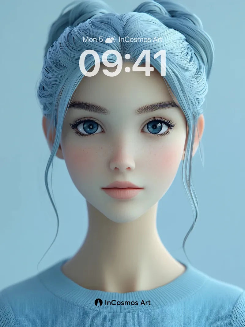 Cerulean Serenity Wallpaper with Frozen Hair