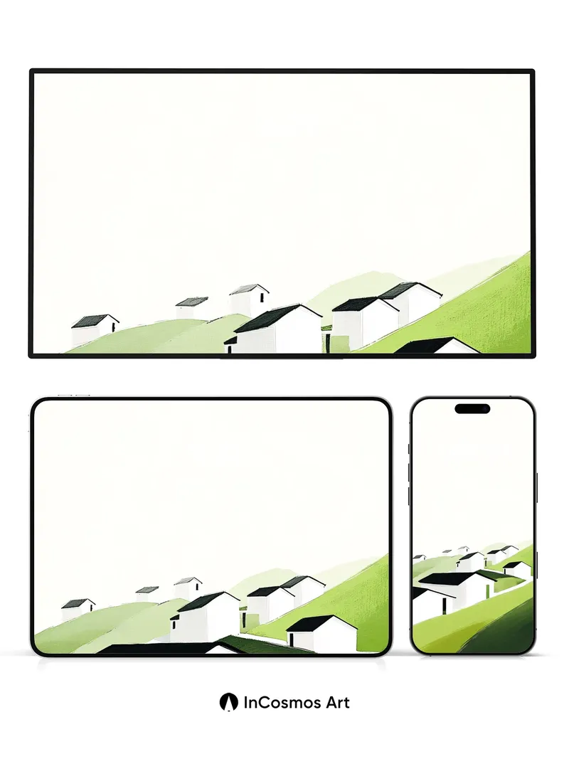 Serenity Hillside Wallpaper with Whispering Roofs