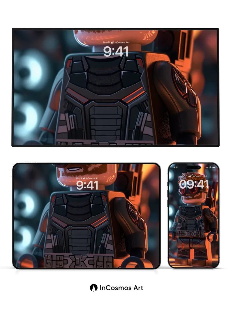 Neon Pulse Wallpaper with LEGO Hero Glow