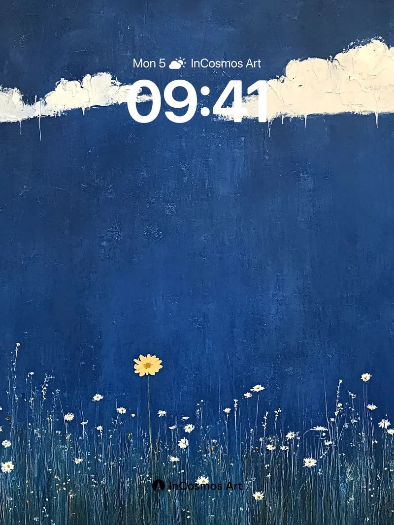 Midnight Meadow Wallpaper with Lone Sunflower wallpaper for iPhone, iPad & Mac