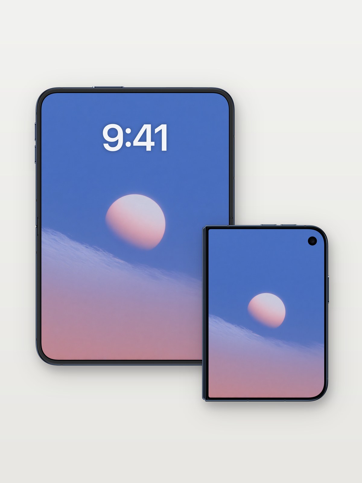 Sunset Gradient Wallpaper on iPhone Duo, open and closed