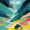 Serenity Valley Wallpaper with Rustic Hut wallpaper for iPhone, iPad & Mac