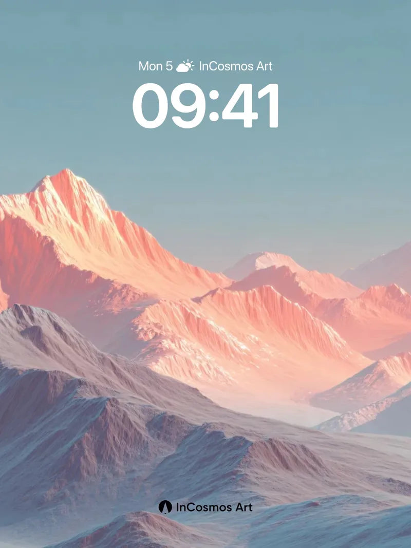 Crimson Dawn Wallpaper with Frozen Peaks