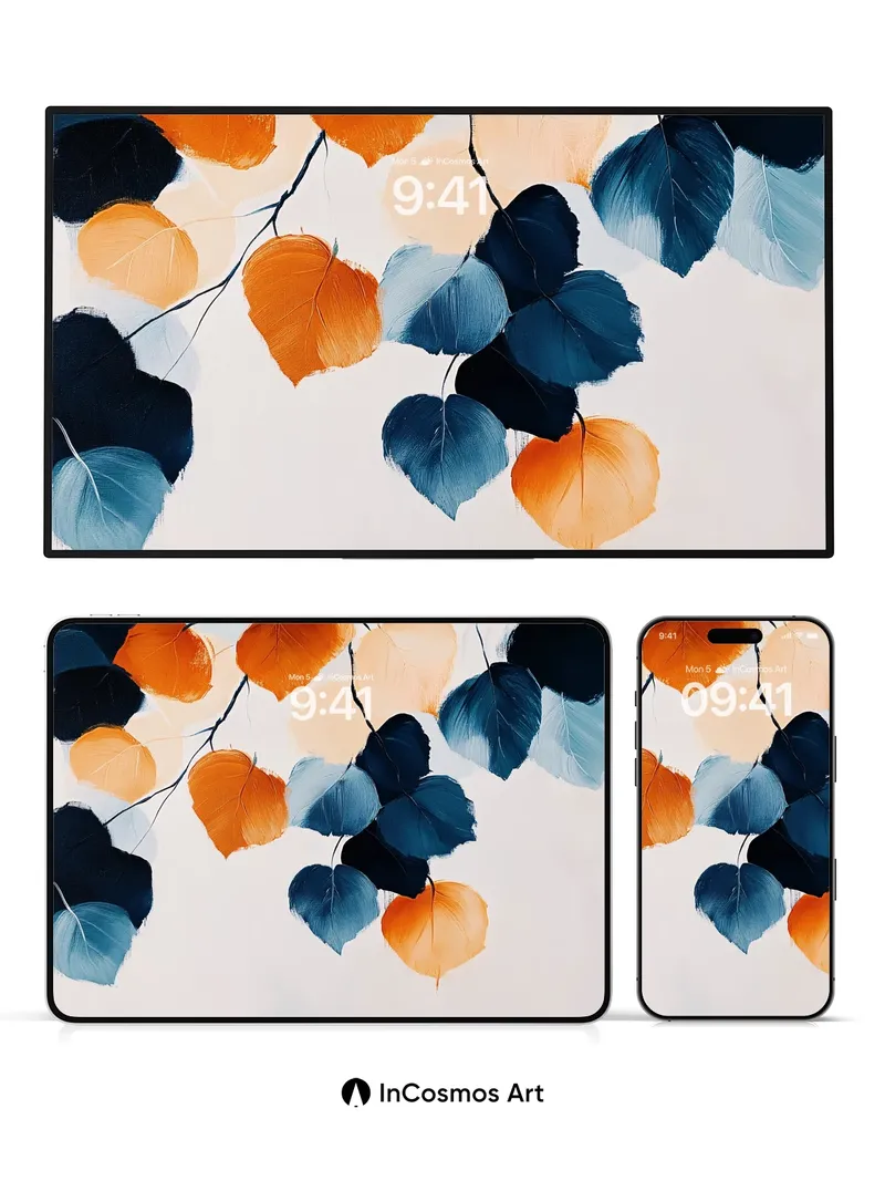 Autumn Hush Wallpaper with Ink-Blot Leaves