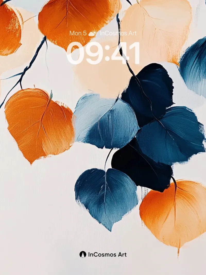 Autumn Hush Wallpaper with Ink-Blot Leaves