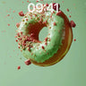 Floating Green Donut Wallpaper with Raspberry Dust wallpaper for iPhone, iPad & Mac