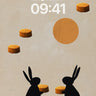 Serenity Moonlit Rabbit Wallpaper with Floating Stumps wallpaper for iPhone, iPad & Mac