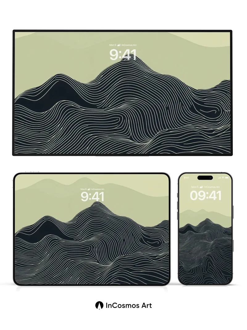Silent Contour Wallpaper with Topographic Lines