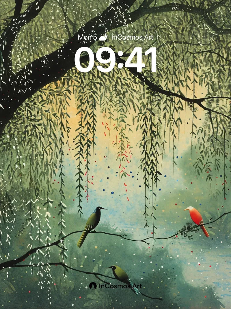 Whispering Willow Wallpaper with Feathered Echoes