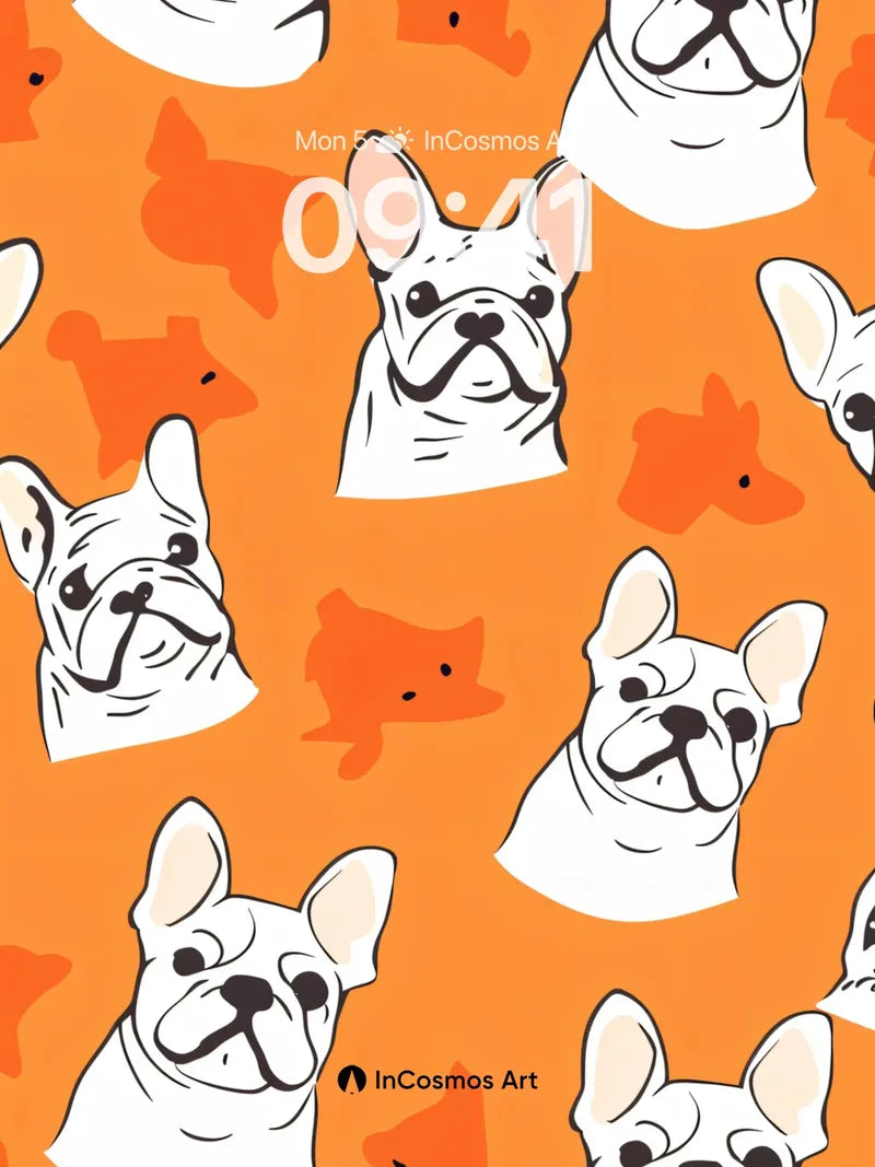 Playful Pup Wallpaper with Whimsical Orange Hues wallpaper for iPhone, iPad & Mac