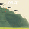 Serene Hillside Villas Minimalist Wallpaper