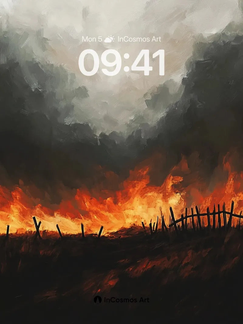 Crimson Horizon Wallpaper with Ashen Skies