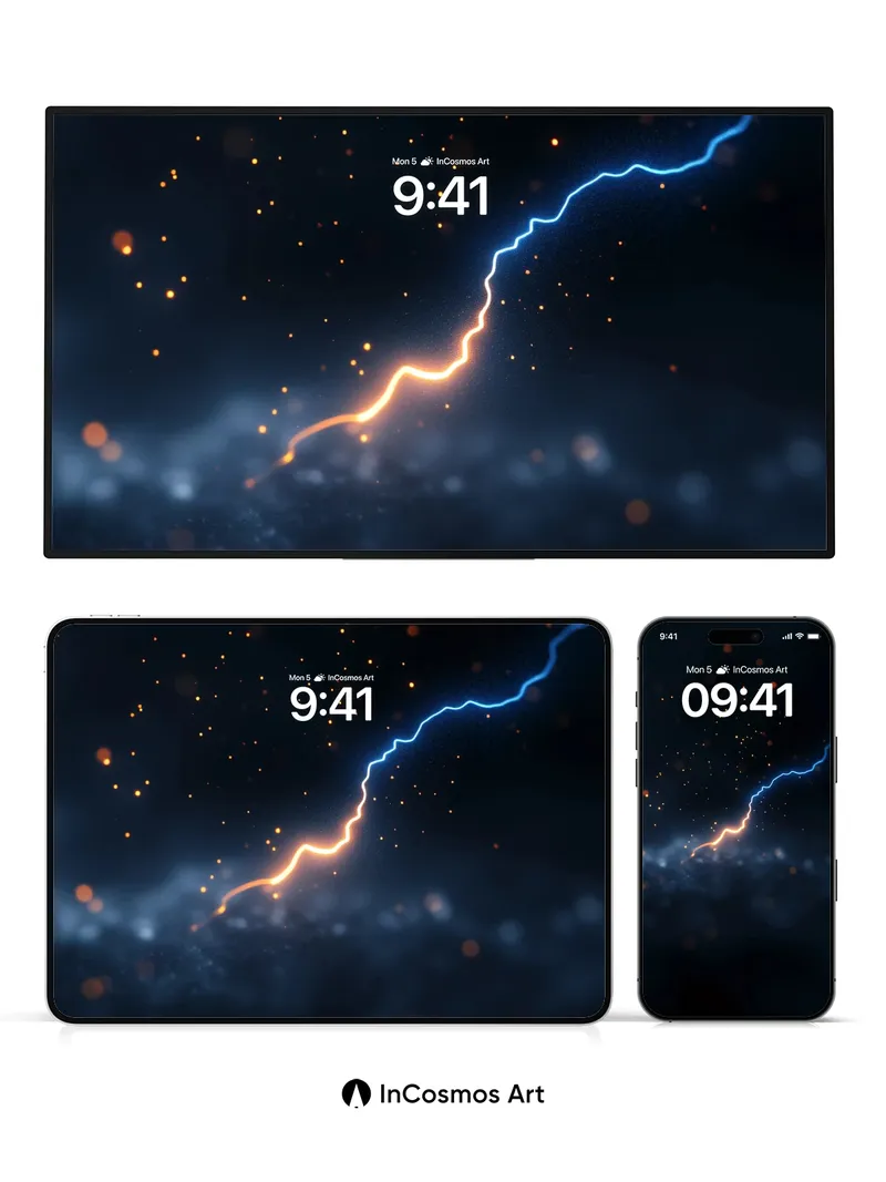 Electric Storm Wallpaper with Golden Sparks