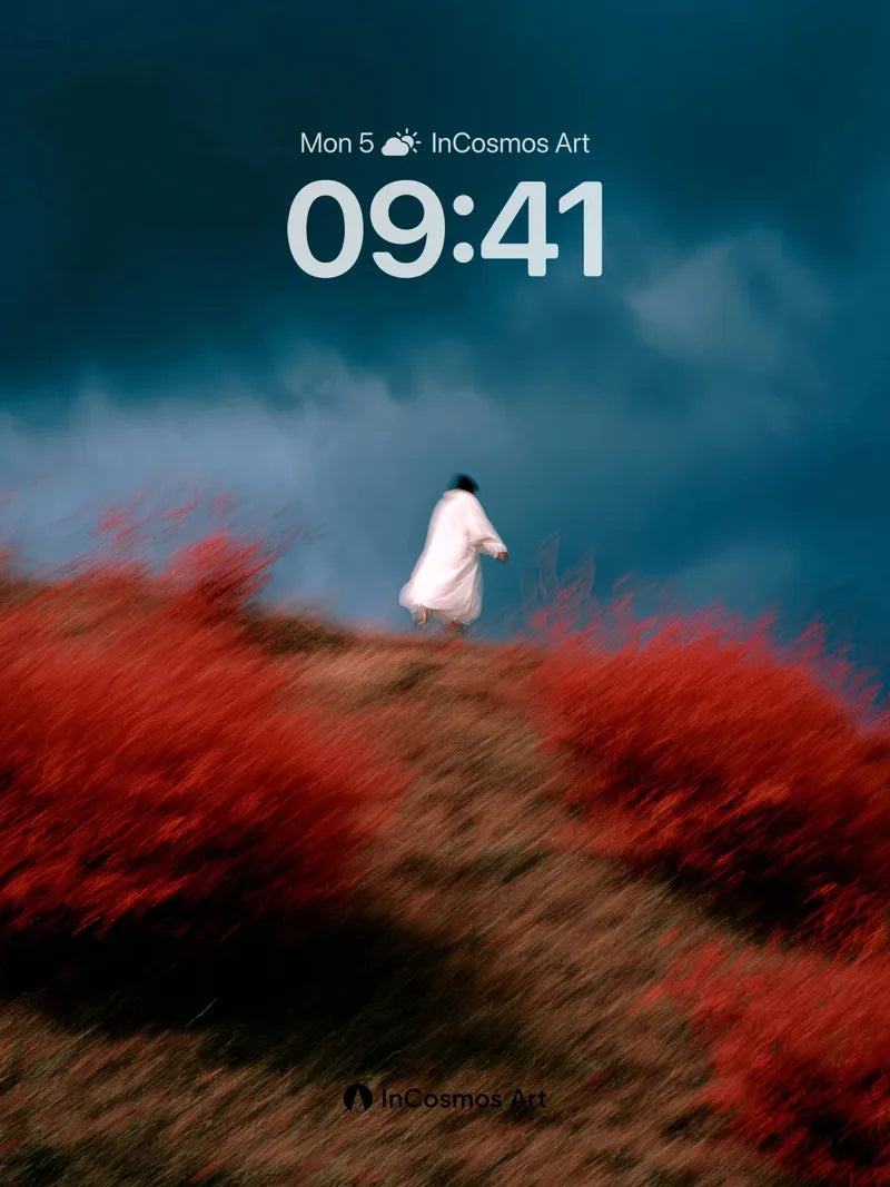 Solitary Drift Wallpaper with Crimson Veil wallpaper for iPhone, iPad & Mac