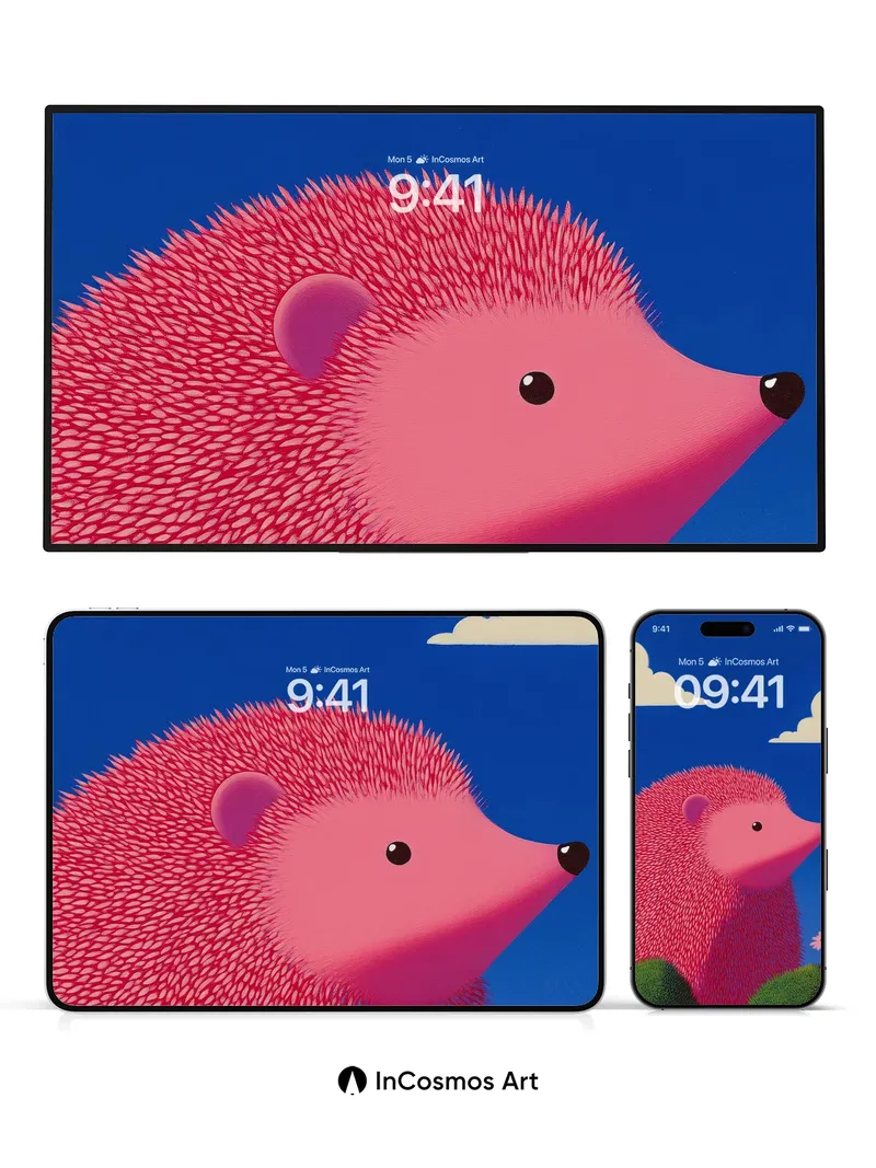 Whimsical Pink Hedgehog Wallpaper with Velvet Spines