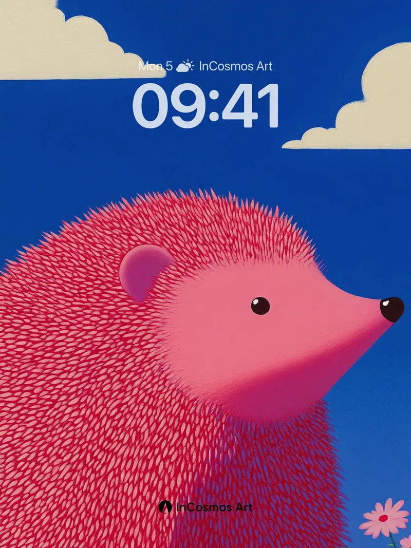 Whimsical Pink Hedgehog Wallpaper with Velvet Spines