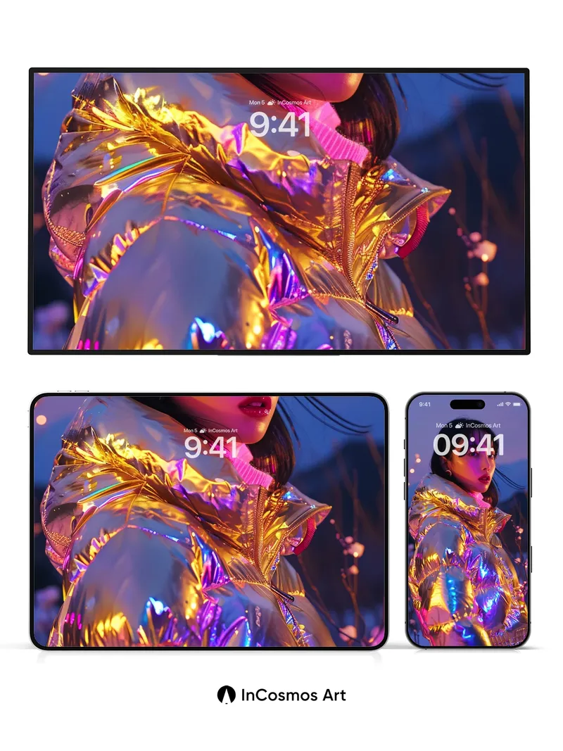 Neon Mirage Wallpaper with Iridescent Light