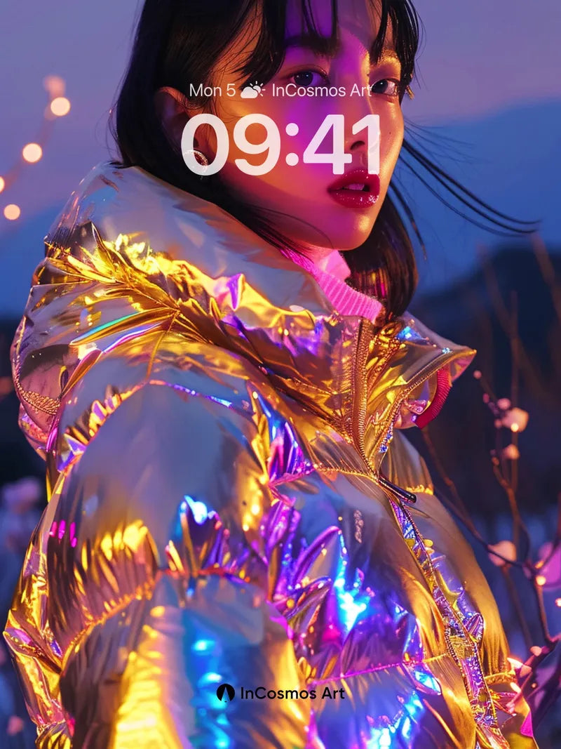 Neon Mirage Wallpaper with Iridescent Light