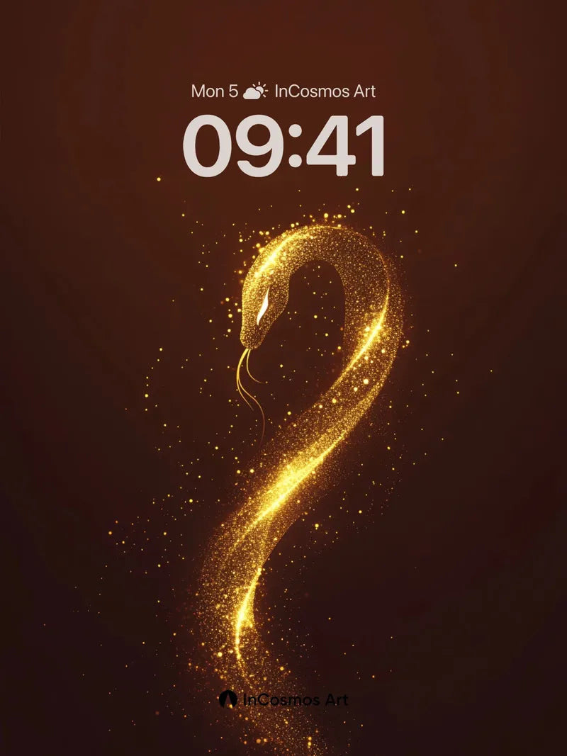 Golden Serpent Wallpaper with Sparkling Trail wallpaper for iPhone, iPad & Mac