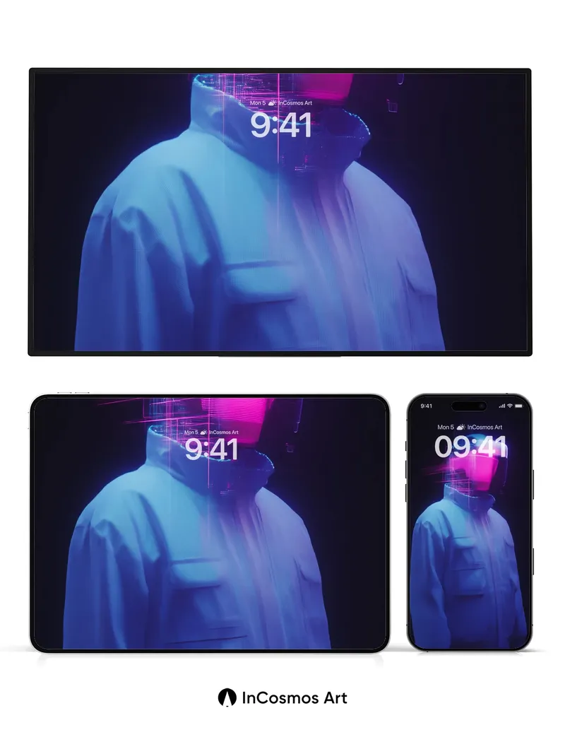 Neon Pulse Wallpaper with Digital Veil