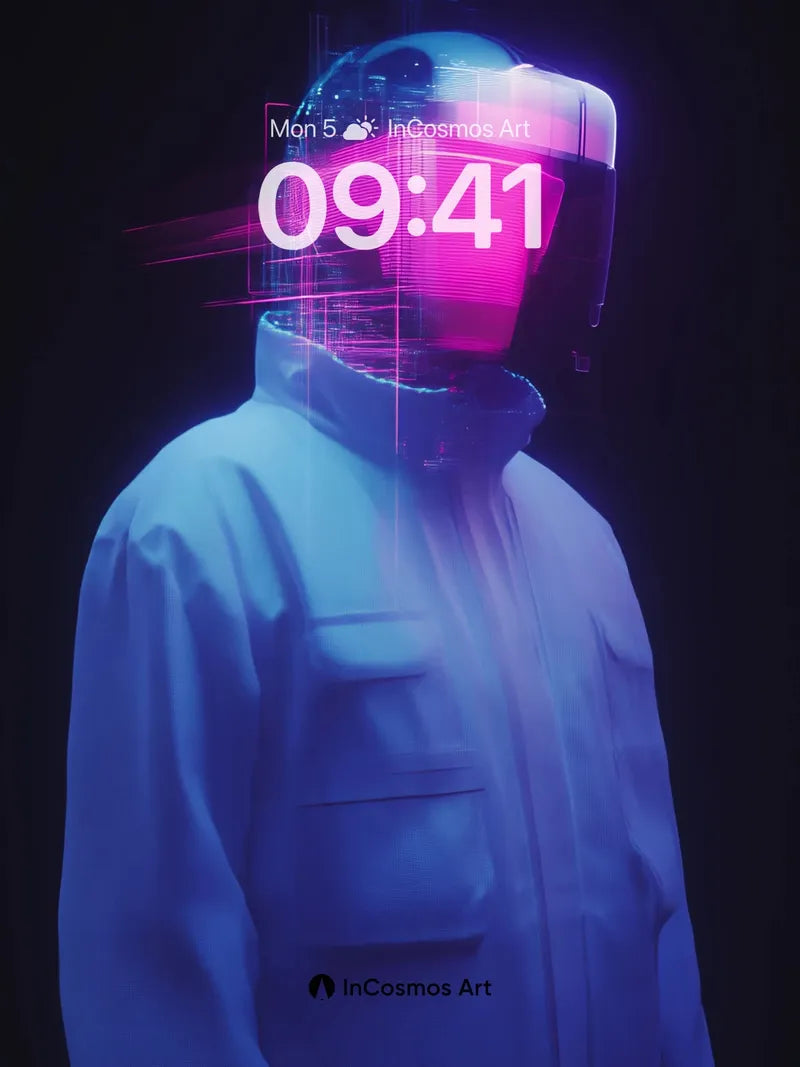 Neon Pulse Wallpaper with Digital Veil