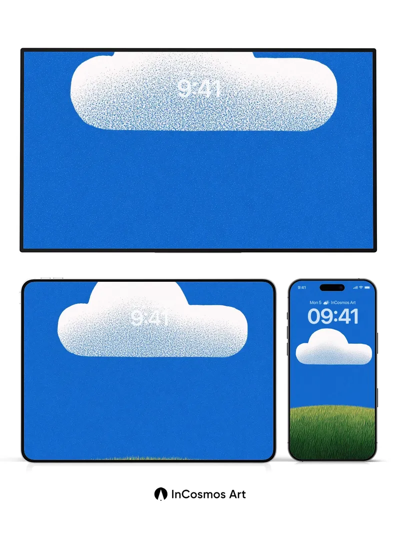 Serene Cloudscape Wallpaper with Pixelated Texture