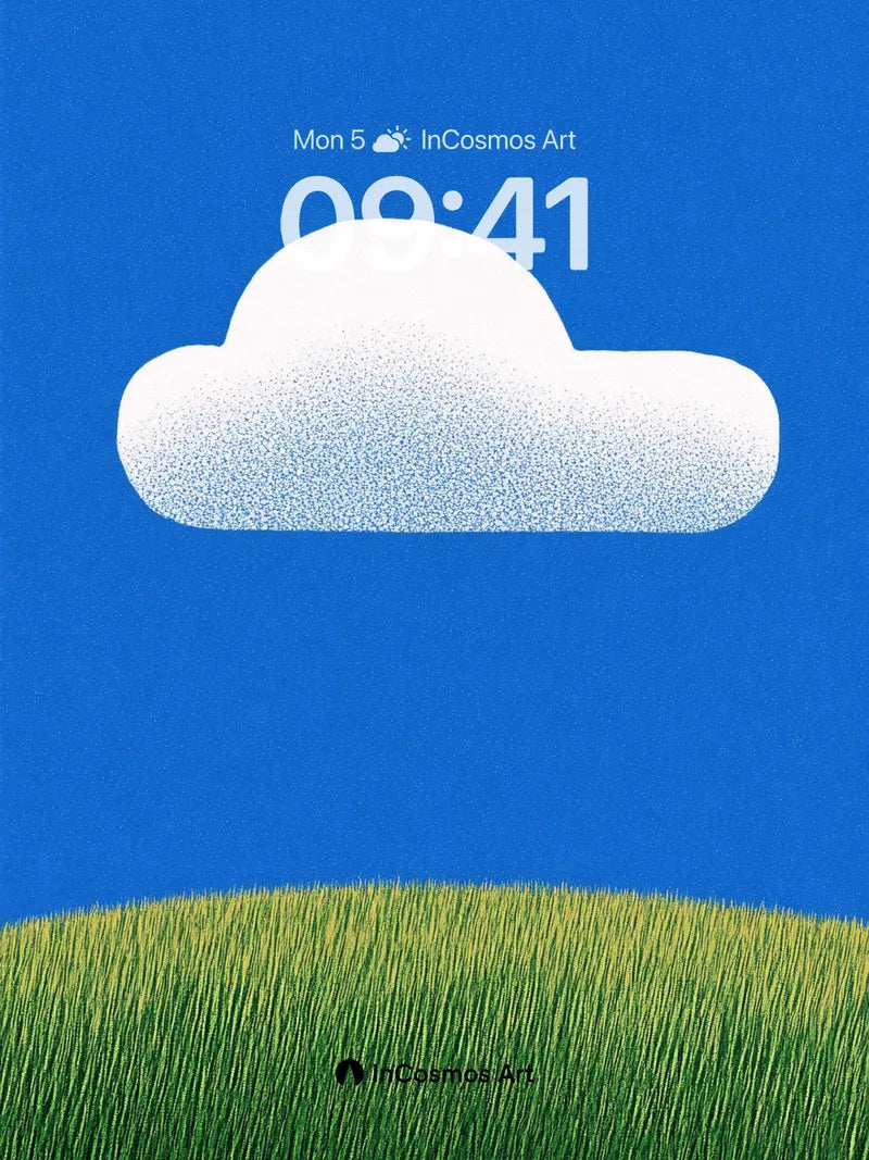 Serene Cloudscape Wallpaper with Pixelated Texture