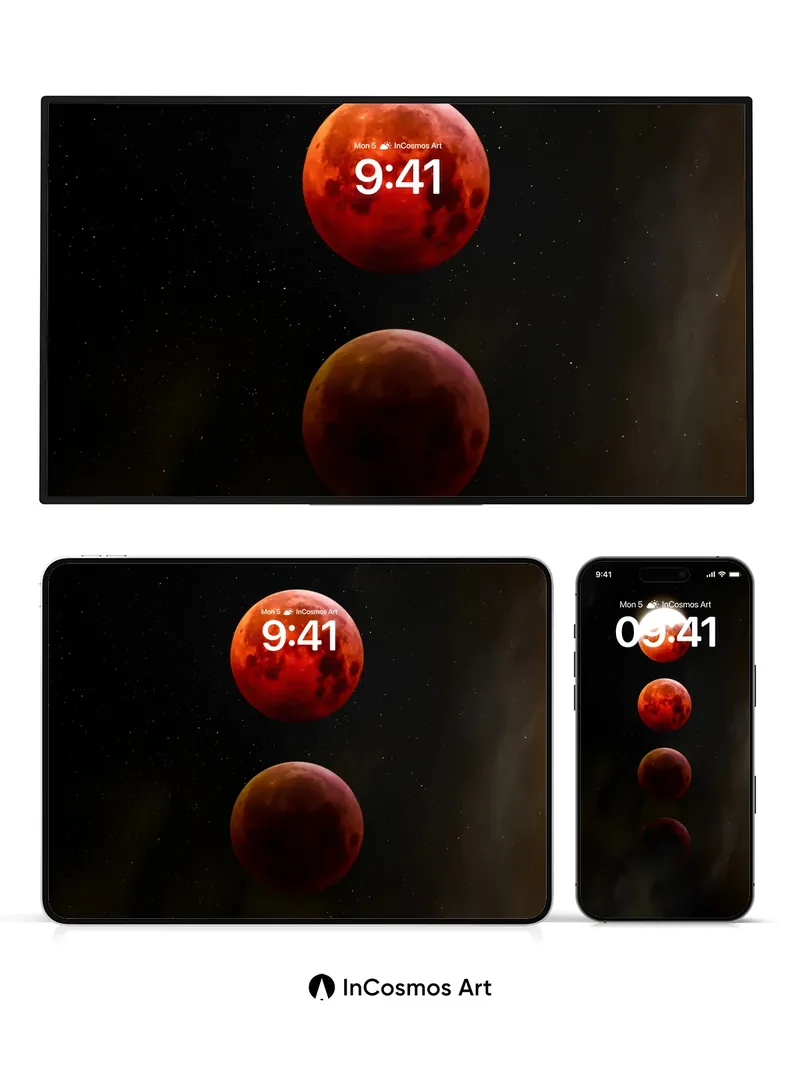 Blood Moon Sequence Wallpaper in Cosmic Stillness