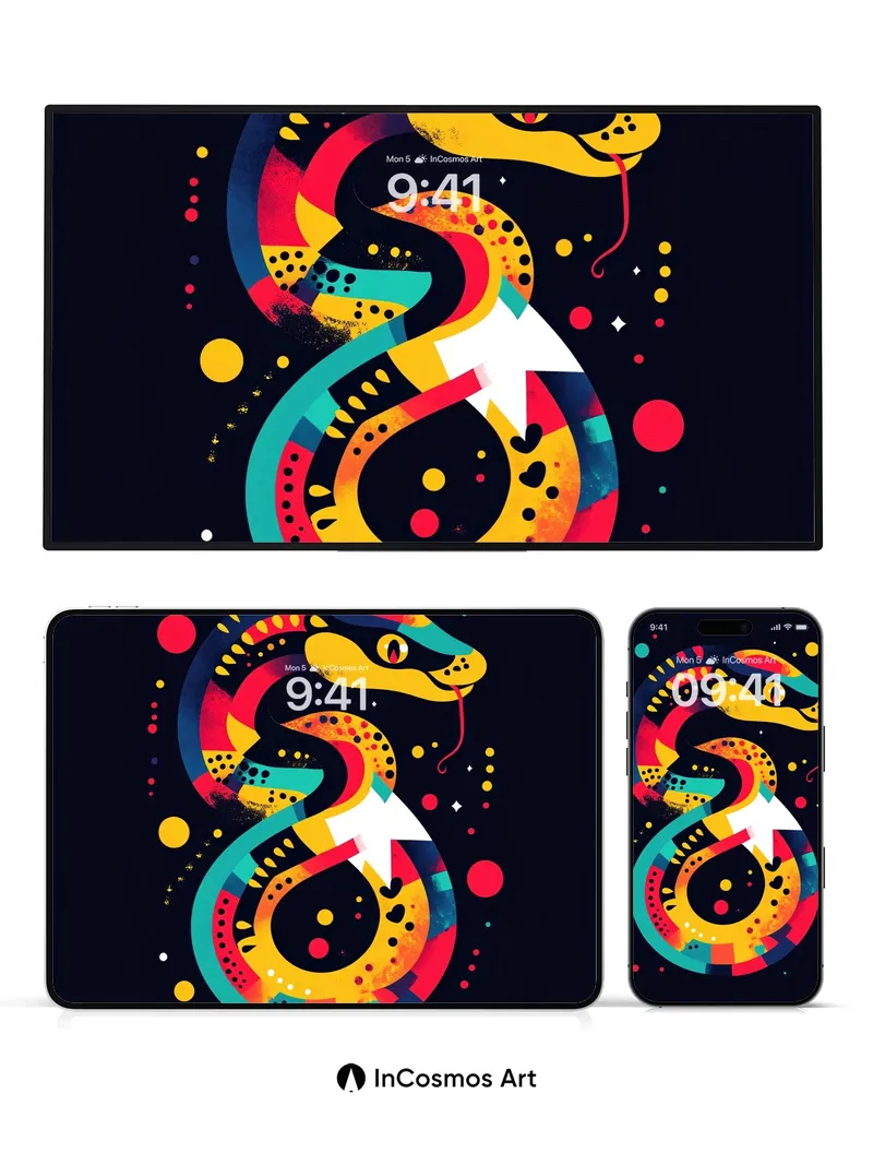 Electric Serpent Wallpaper with Cosmic Dots