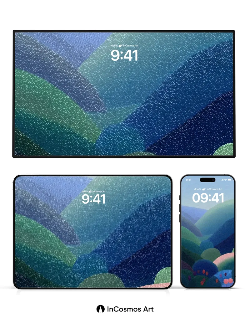 Serenity Wave Wallpaper with Polka-Dot Whispers