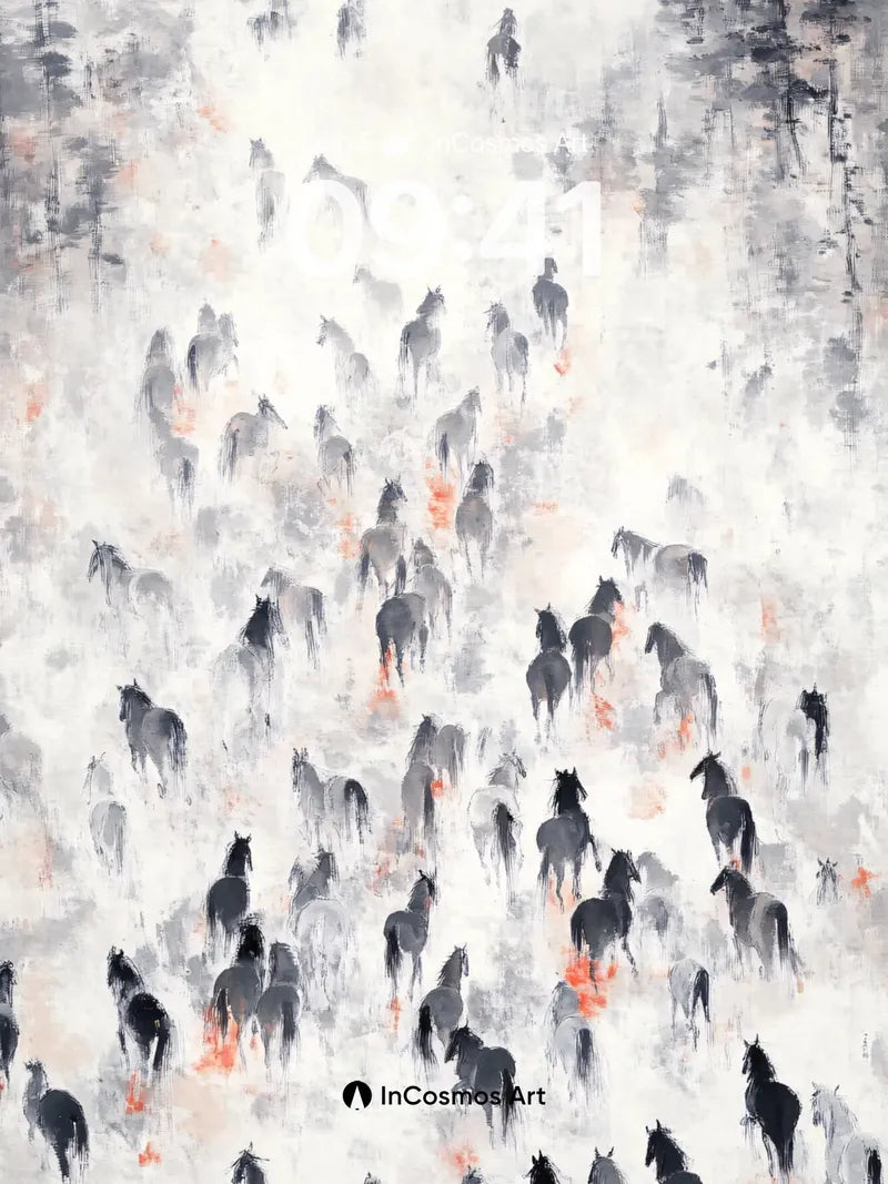 Whispering Herd Wallpaper in Misty Ink