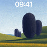 Serenity Field Wallpaper with Dotted Trees wallpaper for iPhone, iPad & Mac