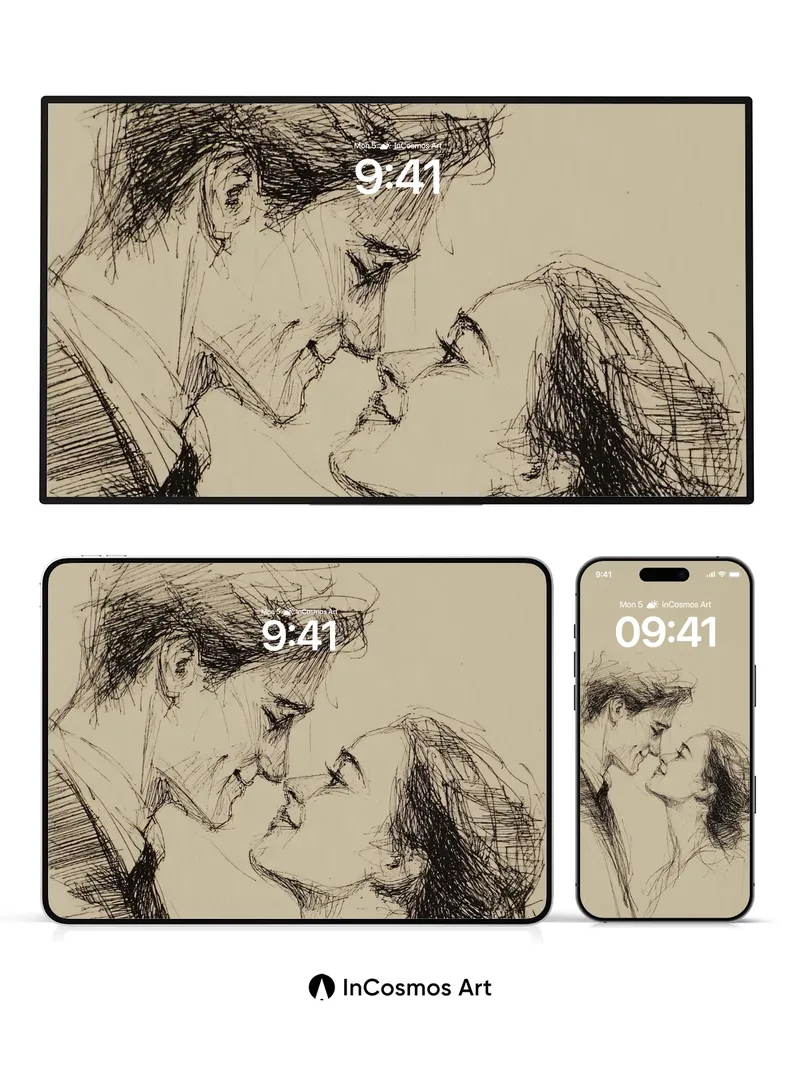 Whispering Lines Wallpaper with Soulful Gaze