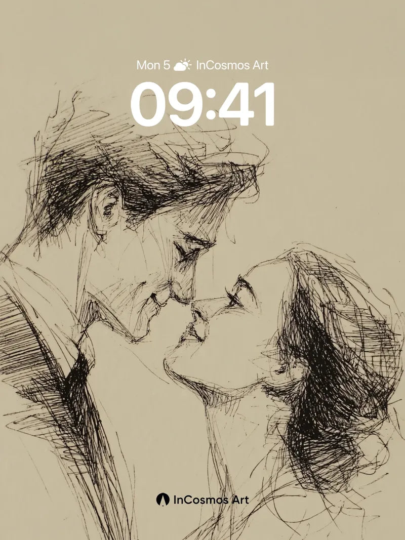 Whispering Lines Wallpaper with Soulful Gaze