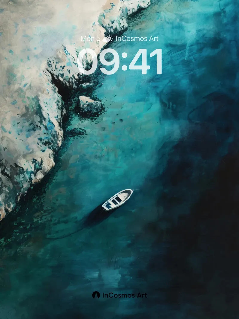 Solitary Drift Wallpaper with Turquoise Depths