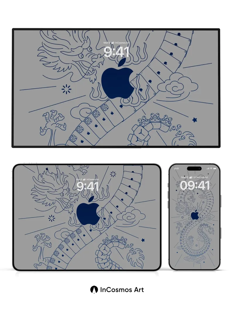 Celestial Dragon Wallpaper with Apple Core