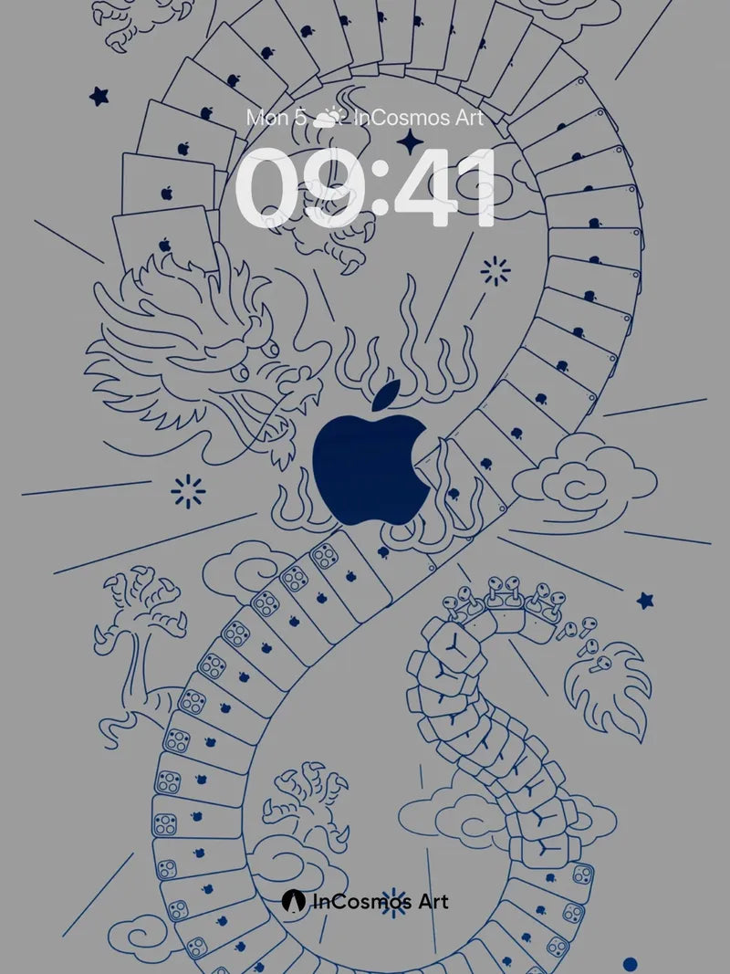Celestial Dragon Wallpaper with Apple Core