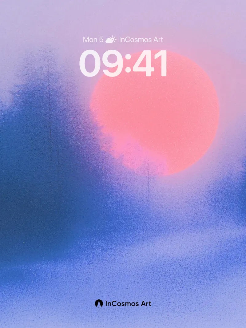 Fogbound Horizon Wallpaper with Crimson Sun