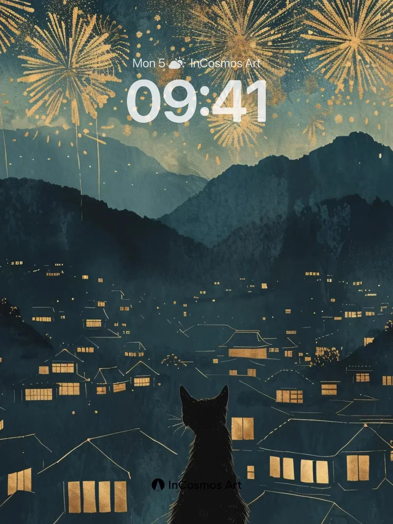 Nocturnal Wonder Wallpaper with Firework Sky