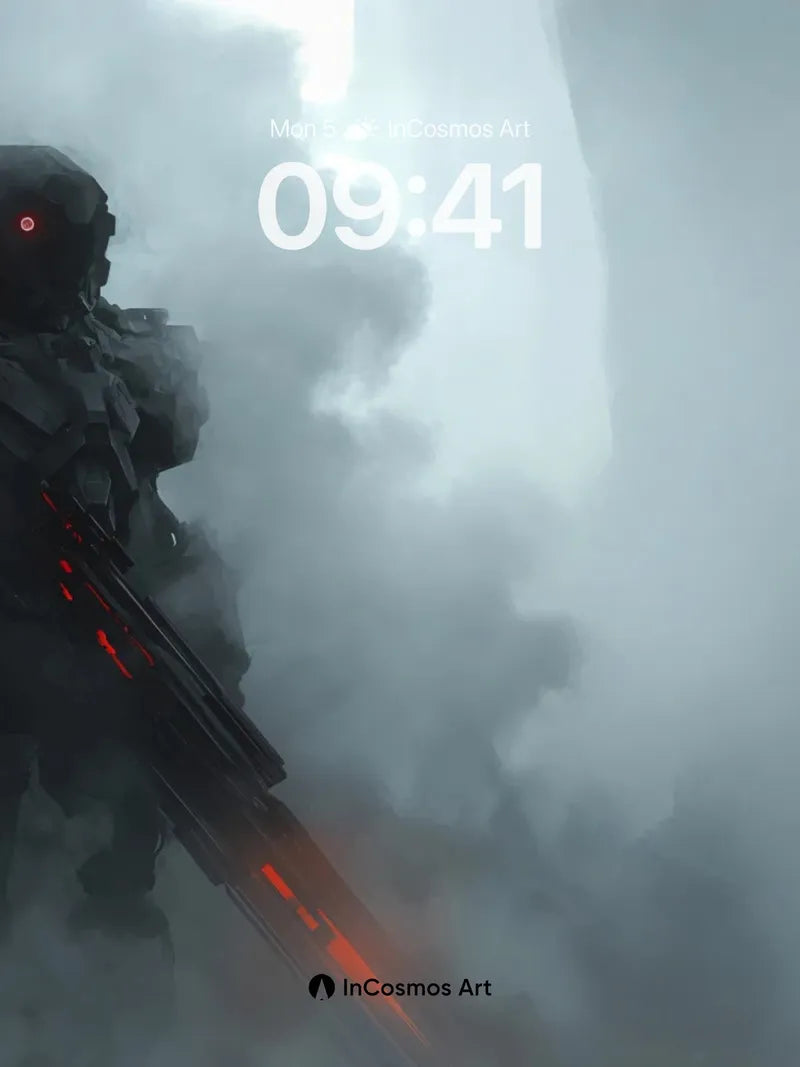 Shadowed Sentinel Wallpaper with Glowing Edge