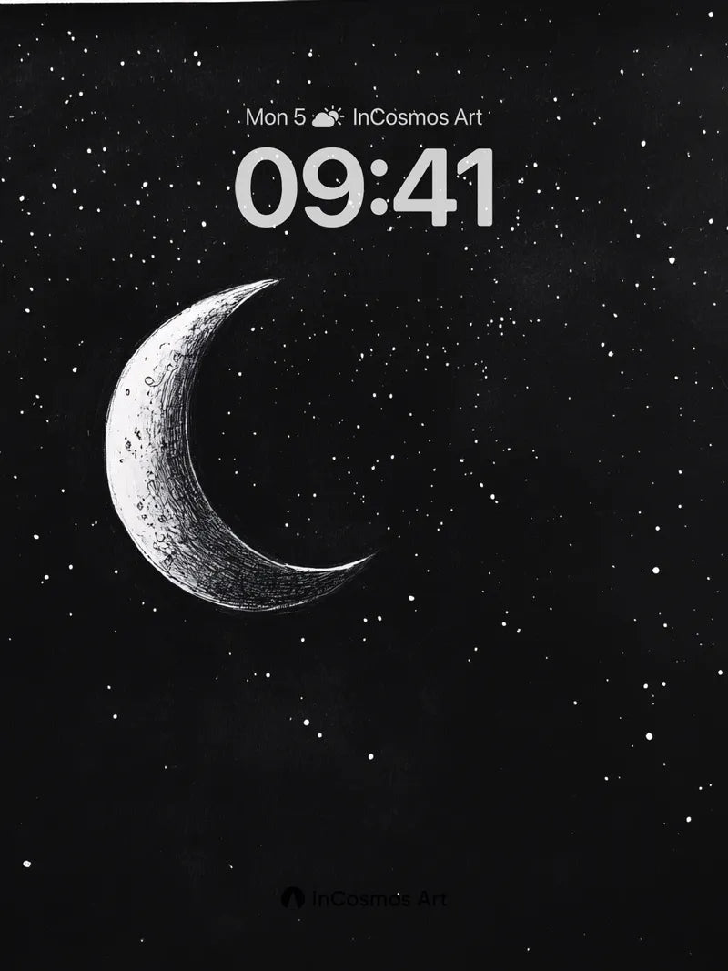 Silent Crescent Wallpaper with Starlit Veil