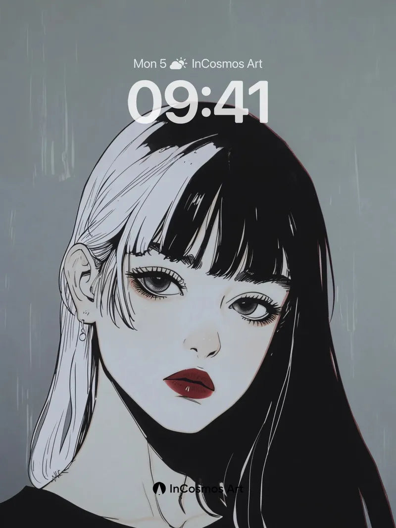 Monochrome Rainfall Wallpaper with Stark Contrast