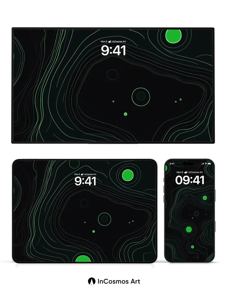 Neon Topography Wallpaper with Ghost Circles